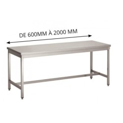 Table inox AISI 304 soudée centrale P 800 x L 800 L2G