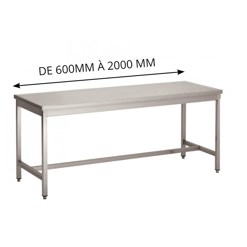 Table inox AISI 304 soudée centrale P 800 x L 800 L2G Table inox AISI 304 soudée centrale P 800 x L 800 L2G