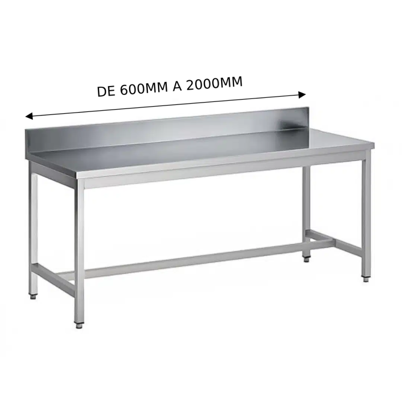 Table inox AISI 304 soudée adossée P 800 x L 2000 L2G