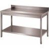TABLE ADOSSEE DEMONTABLE INOX, ET.BASSE, PIEDS RONDS L 1 400 P 700 H 850