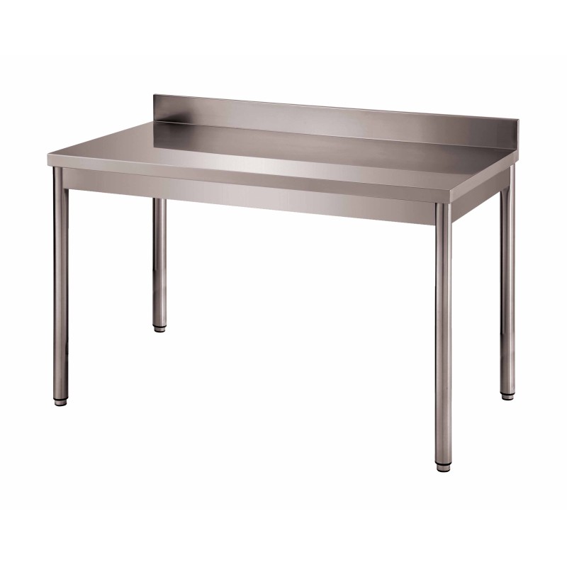 TABLE ADOSSEE DEMONTABLE INOX 304, PIEDS RONDS, L 800 P 600 H 850