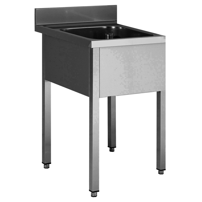 PLONGE INOX SOUDEE 1 BAC 400 X 400 X 250 MM SANS EGOUTTOIR