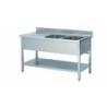 PLONGE INOX SOUDEE 2 BACS 600 X 500 X 300 MM EGOUTTOIR A DROITE