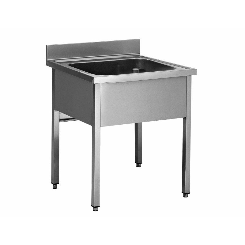 PLONGE INOX 304 DEMONTABLE 1 BAC 500 X 400 X 250 MM PIEDS CARRES SANS EGOUTTOIR