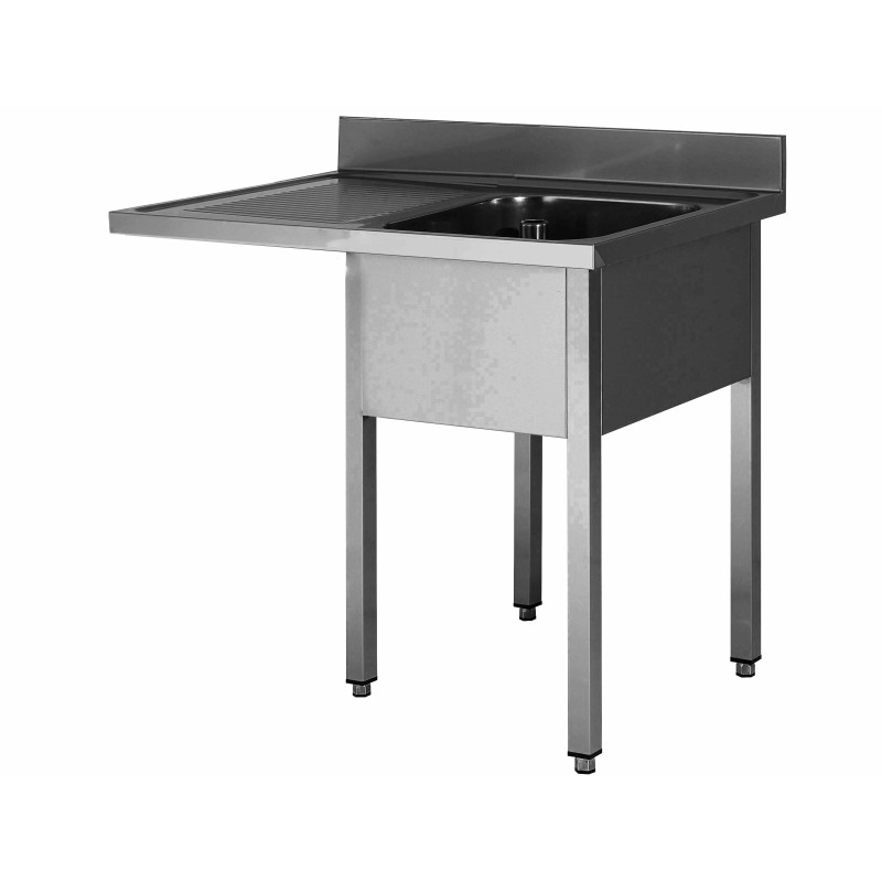 PLONGE INOX 304 SOUDEE ENCASTREMENT LV BAC DROITE 1 BAC 400 X 500 X 250 MM EGOUTTOIR A GAUCHE