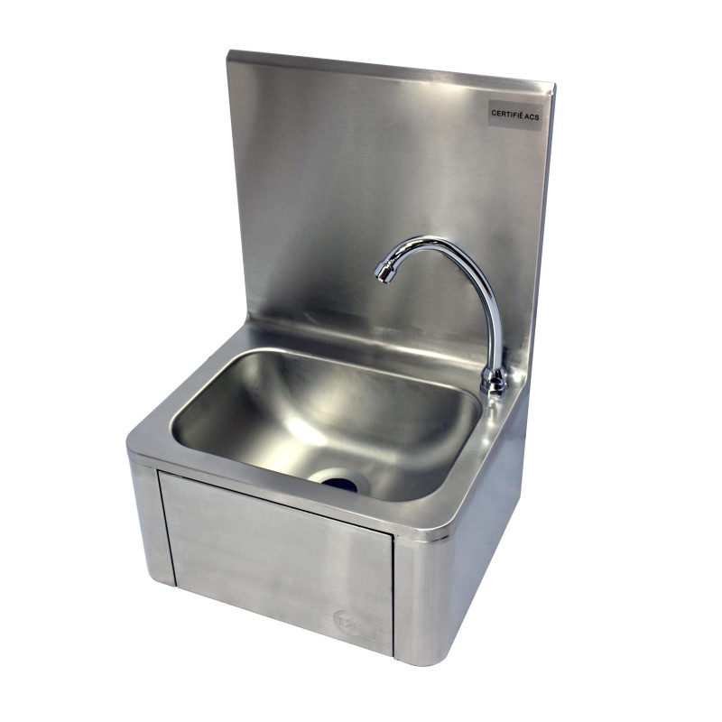 LAVE-MAINS INOX ADOSSE AVEC PANNEAU BASCULANT