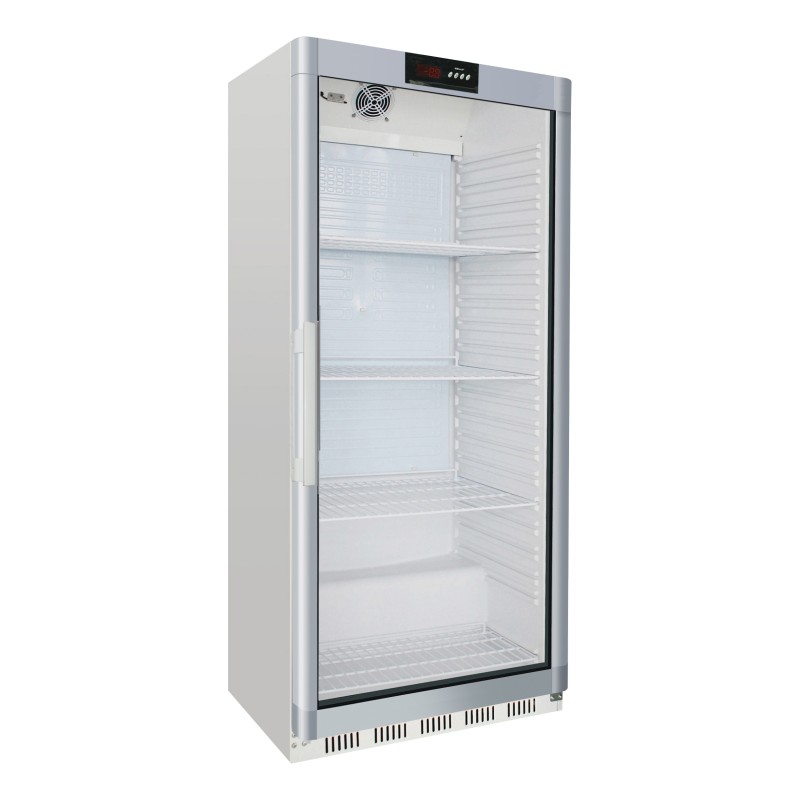 ARMOIRE REFRIGEREE BLANCHE PORTE VITREE -18/-24°C AVEC 7 CLAYETTES, FERMETURE A CLE