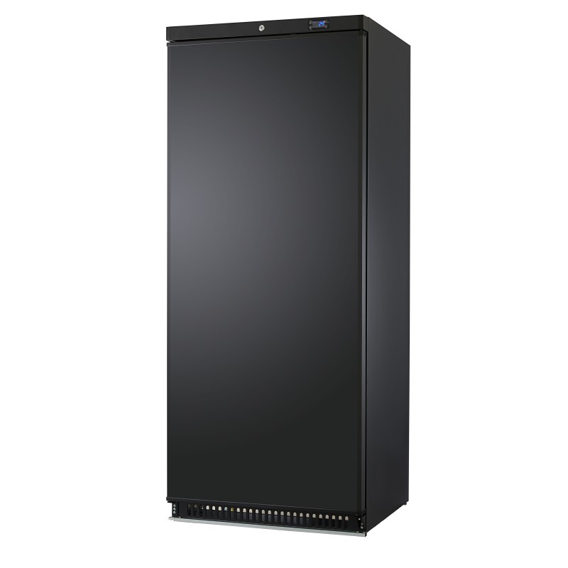 ARMOIRE REFRIGEREE NOIRE, 0/+8°C, INTERIEUR HIPS AVEC 4+1 CLAYETTES, FERMETURE A CLE, 400L