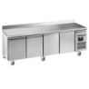 DESSERTE REFRIGEREE INOX DOSSERET 100 X 20 MM -2/+8°C  4 P. GN1/1,  SUR ROULETTES Ø 100 MM, L 2230 P 700 H 850