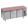DESSERTE REFRIGEREE INOX, -2/+8°C,  DESSUS GRANIT 3 PORTES POUR GRILLES 600 X 400 MM, L 2020 P 800 H 850