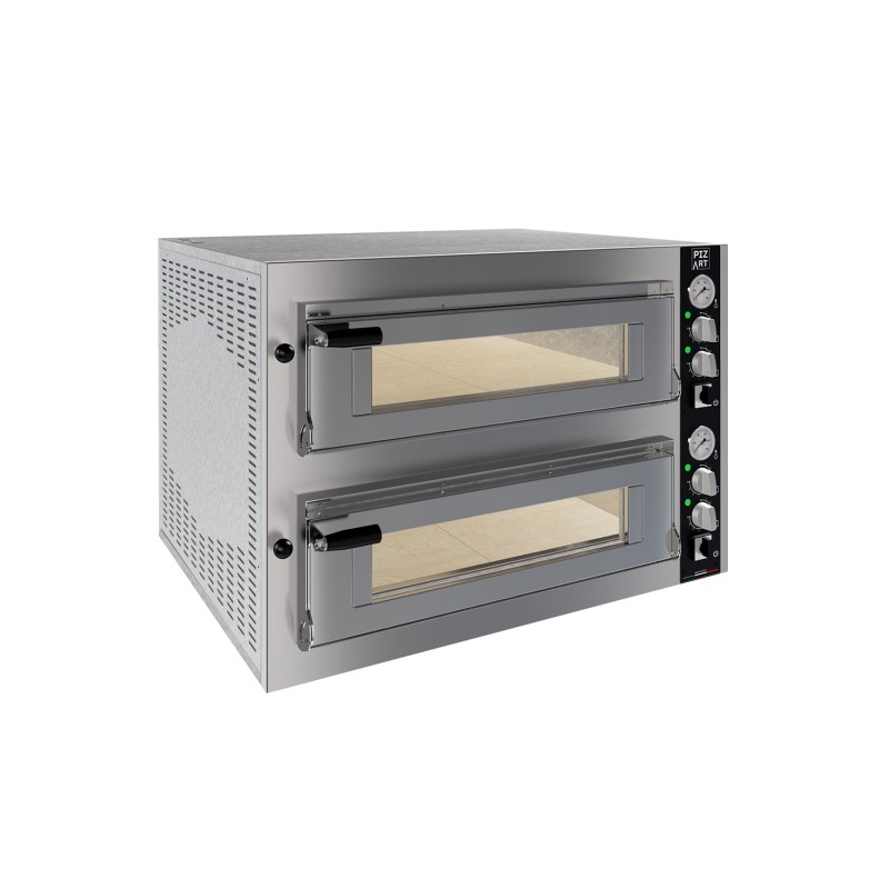 FOUR A PIZZAS ELECTRIQUE 4+4 PIZZAS, D350 MM, COMMANDES ANALOGIQUES, 2 CHAMBRES