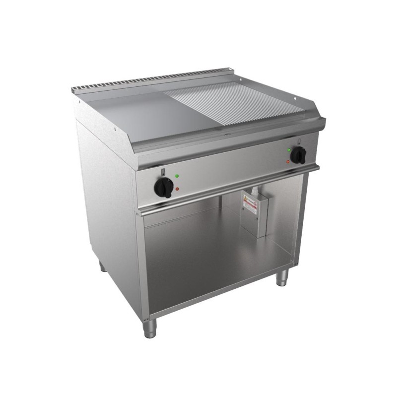 FRY-TOP ELECTRIQUE 1-2 LISSE-1-2 NERVUREE SUR PLACARD OUVERT