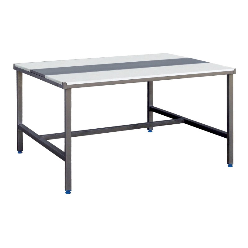 TABLE DECOUPE MIXTE FACE A FACE, CHASSIS INOX 304, ETAGERE BASSE, L 1 800 P 1 200 mm H 850 mm