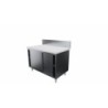 MEUBLE BAS INOX ADOSSE, P. COULISSANTES  DOUBLEES, DESSUS POLY EP. 40 MM, L 1 200 mm P 700 mm H 850 mm