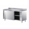 MEUBLE ETUVE INOX 304 ADOSSE, PORTES COULISSANTES DOUBLEES, ETAGERE INTERMEDIAIRE, L 1 800 P 700 H 850