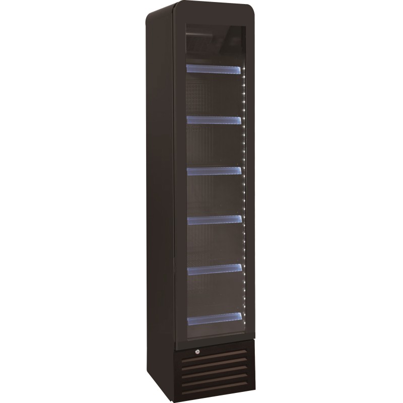 VITRINE A BOISSONS ETROITE R600A, +2°C/+8°C,  1 PORTE BATTANTE VITREE, 6 ETAGERES, SANS CANOPY