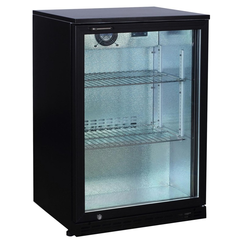 MEUBLE ARRIERE DE BAR SKIN PLATE 0/+8°C, 1 PORTE VITREE, 2 CLAYETTES CHROMEES