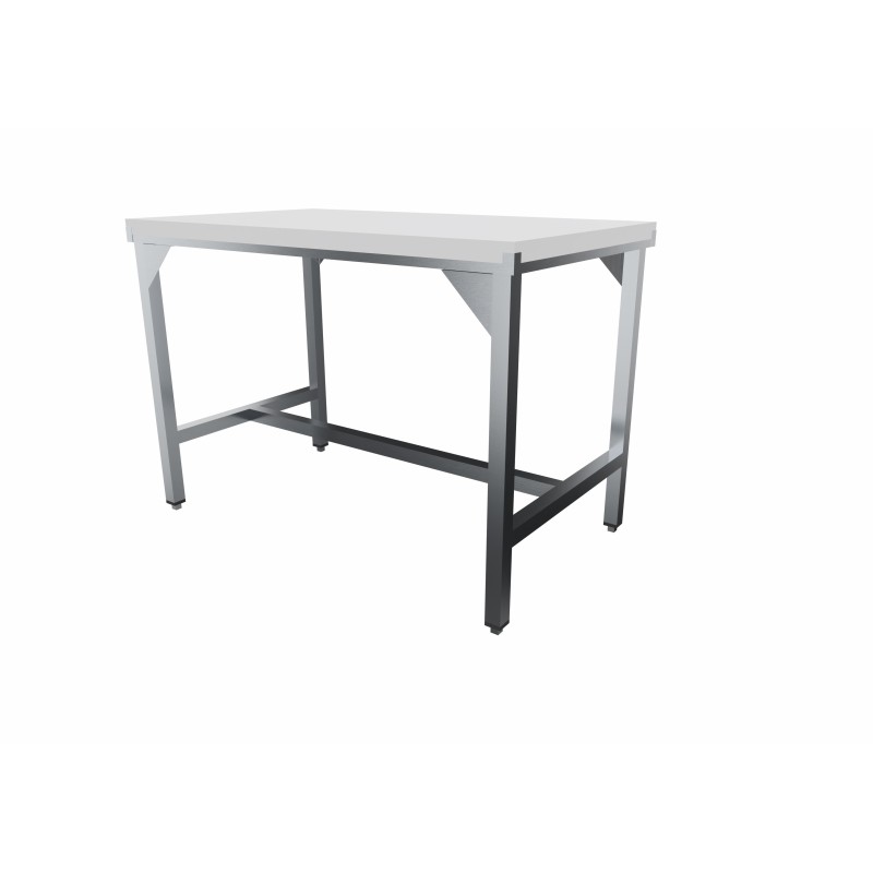 TABLE D'AFFALAGE CENTRALE DESSUS INOX 304 DESSUS POLY NATUREL EP.40 MM L 1400 P 700 H 850