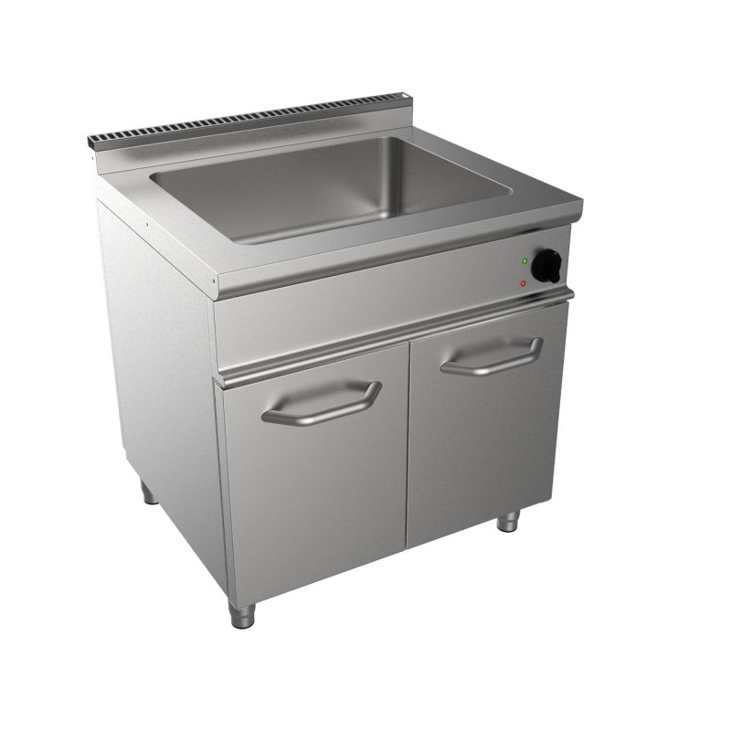 BAIN-MARIE ELECTRIQUE INOX 304 TRIPHASE SUR MEUBLE PLACARD FERME 2 PORTES, GN2/1-200