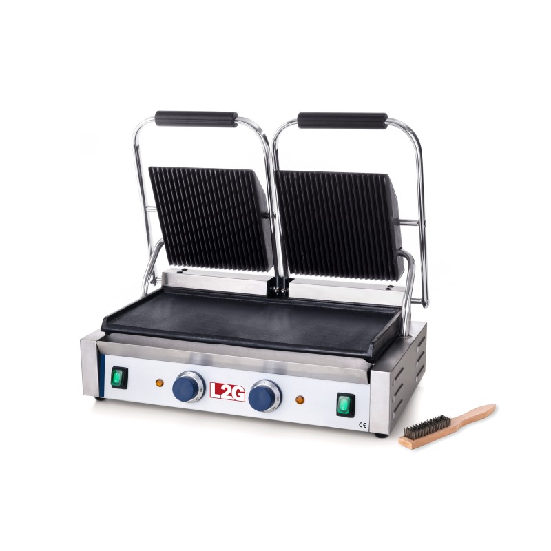 GRILL PANINI DOUBLE DESSUS RAINURE