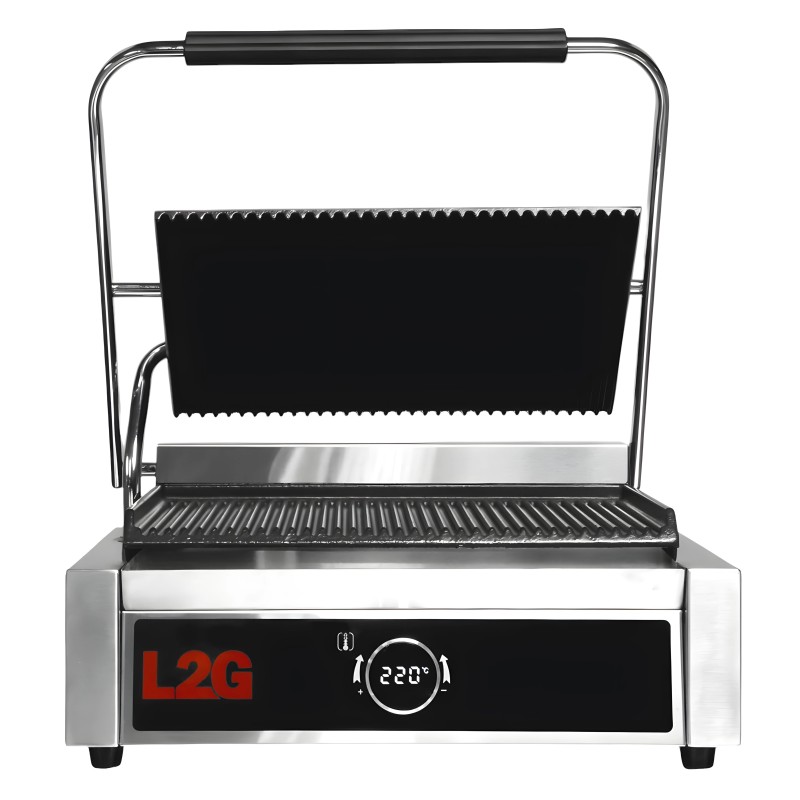 GRILL PANINI 1 PLAQUE RAINUREE DESSUS/DESSOUS