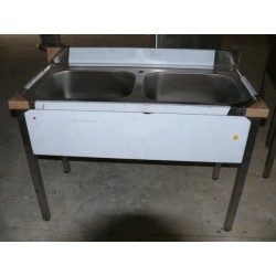 PLONGE INOX 2 BACS DOSSERET