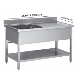PLONGES INOX SOUDÉES SUR PIEDS CARRÉS