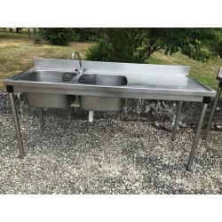 PLONGE INOX 2 BACS 190 x 70 cm