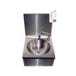 Lave-mains inox cuve ronde avec dosseret