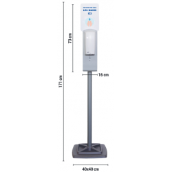 Distributeur automatique de gel sur pied en acier peint